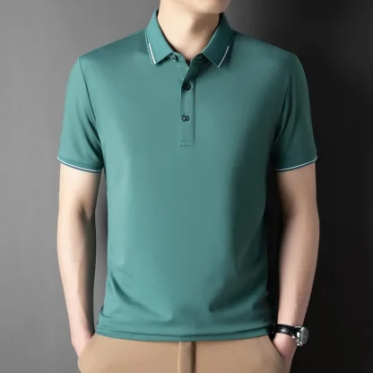 Soft Blank Polo Shirt with Buttoned Neckline - Image 12