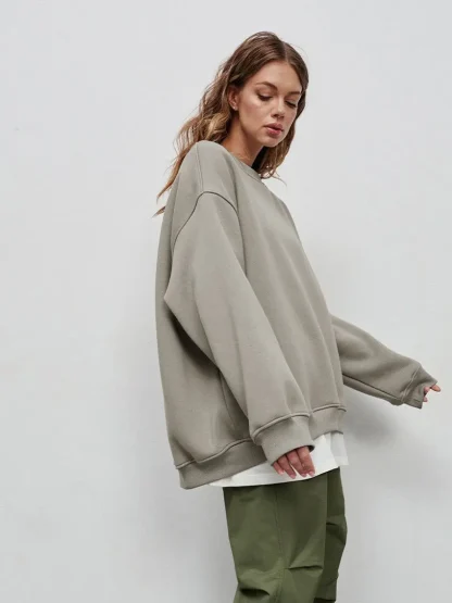Oversized Blank Sweatshirts with Warm Fleece - Image 13