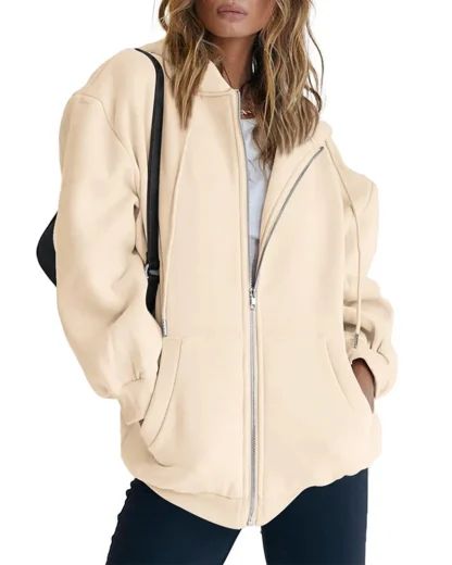 Zippered Hooded Jacket with Side Pockets - Image 7