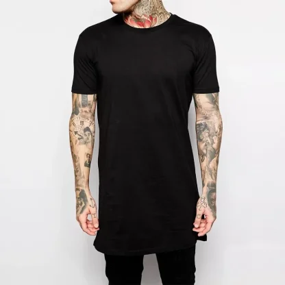 Solid Color T-shirt with Long Length Design - Image 6