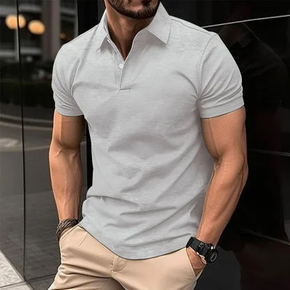 Plain Polo Shirt with Short Sleeve - Image 5