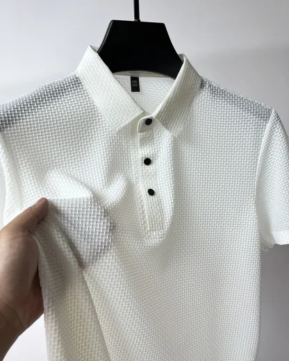 Plain Color Polo Shirt with Breathable Fabric - Image 10