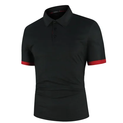 Buttoned Neckline Polo Shirt with Short Sleeve - Image 11