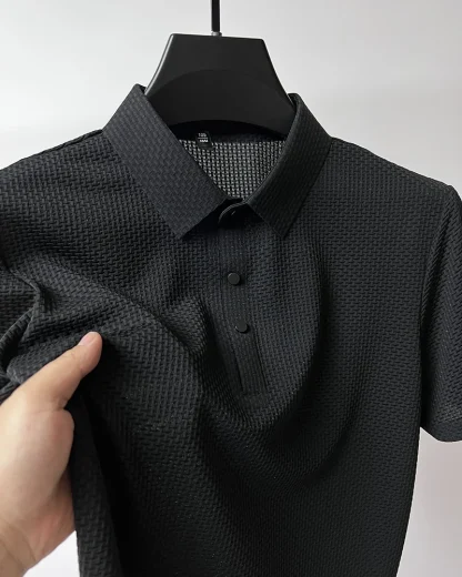 Plain Color Polo Shirt with Breathable Fabric - Image 6