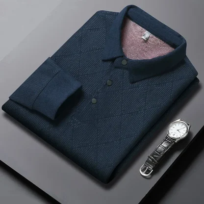 Thickened Blank Polo Shirt with Long Sleeve - Image 6