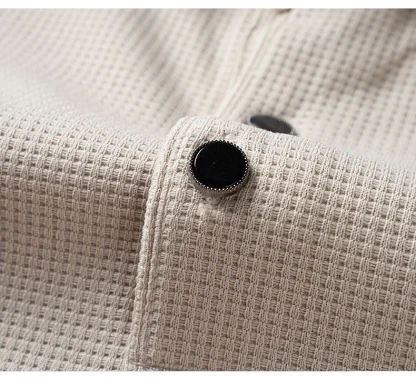 Casual Waffle Polo Shirt with Breathable Fabric - Image 4