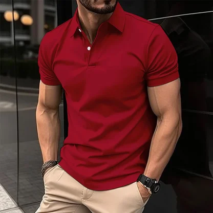 Plain Polo Shirt with Short Sleeve - Image 4