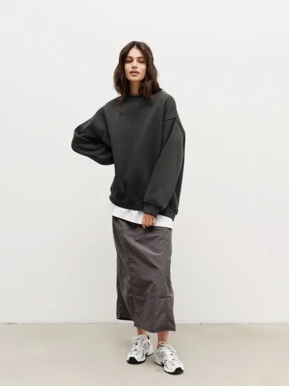 Oversized Blank Sweatshirts with Warm Fleece - Image 11
