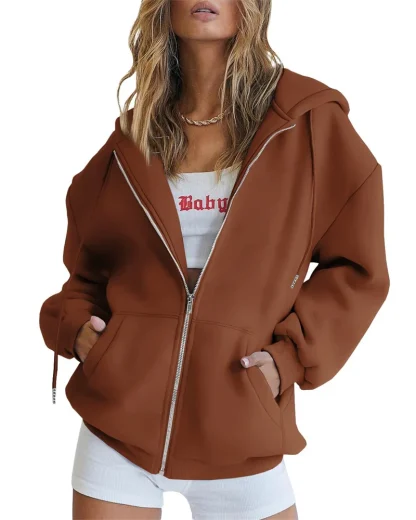 Zippered Hooded Jacket with Side Pockets - Image 11