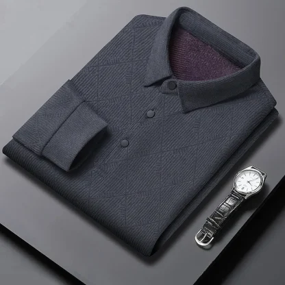 Thickened Blank Polo Shirt with Long Sleeve - Image 9