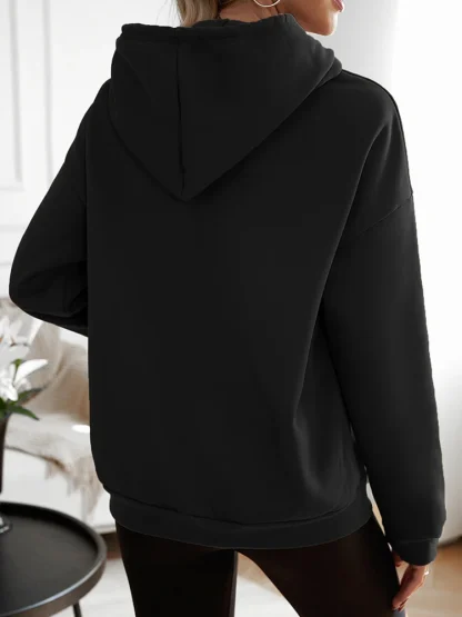 Black Long Sleeve Hoodie with Loose Fit - Image 6