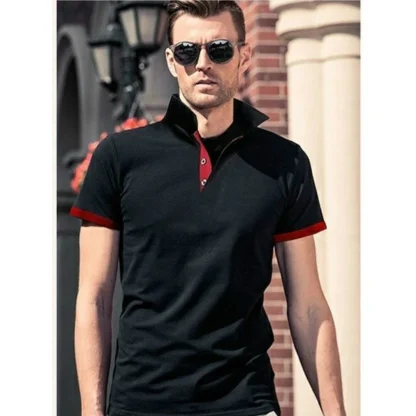 Buttoned Neckline Polo Shirt with Short Sleeve - Image 12