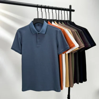 Sweat-Absorbent Polo Shirt with Button Neckline