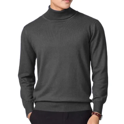Knitted Turtleneck Solid Top with Long Sleeve - Image 4