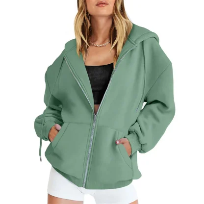 Zippered Hooded Jacket with Side Pockets - Image 12