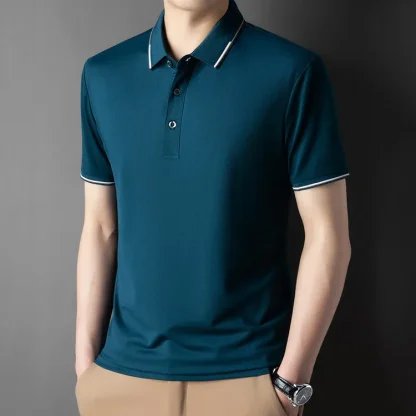 Soft Blank Polo Shirt with Buttoned Neckline - Image 9