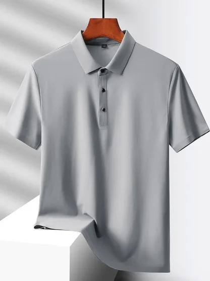 Quick-Dry Short Sleeve Plain Polo Shirt - Image 6