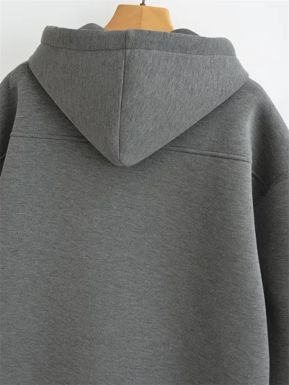 Cozy Hooded Jacket with Zippered Front - Image 3