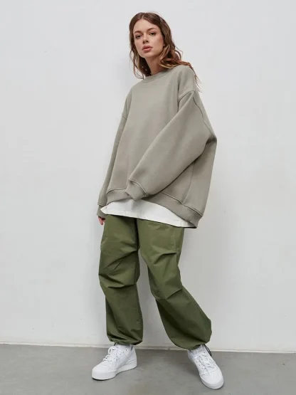 Oversized Blank Sweatshirts with Warm Fleece - Image 12