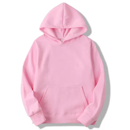 Drawstring Hoodie with Plain Color Design - Image 5