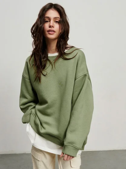 Oversized Blank Sweatshirts with Warm Fleece - Image 4