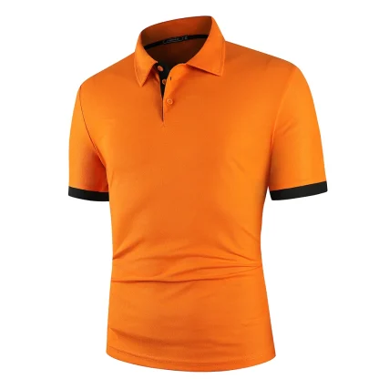 Buttoned Neckline Polo Shirt with Short Sleeve - Image 6