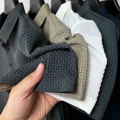 Plain Color Polo Shirt with Breathable Fabric - Image 14