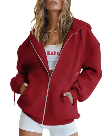 Zippered Hooded Jacket with Side Pockets - Image 5