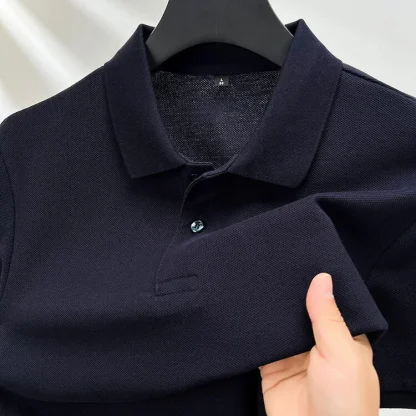 Sweat-Absorbent Polo Shirt with Button Neckline - Image 3