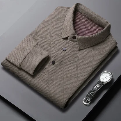 Thickened Blank Polo Shirt with Long Sleeve - Image 5