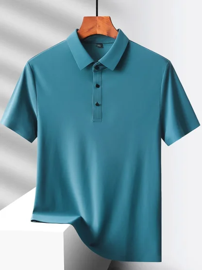 Quick-Dry Short Sleeve Plain Polo Shirt - Image 4