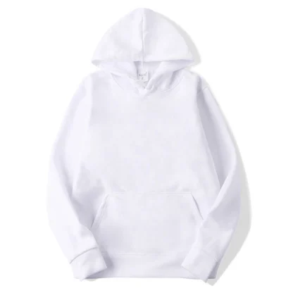 Drawstring Hoodie with Plain Color Design - Image 3