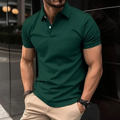 Plain Polo Shirt with Short Sleeve - Image 7