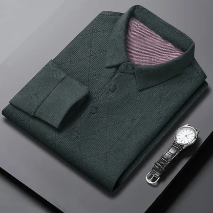 Thickened Blank Polo Shirt with Long Sleeve - Image 7