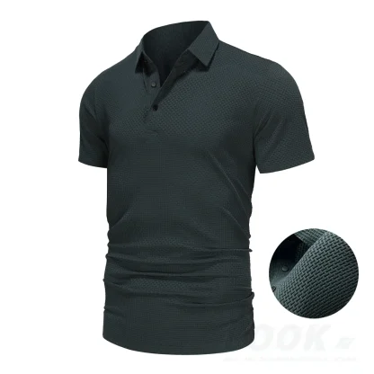 Plain Color Polo Shirt with Breathable Fabric - Image 11