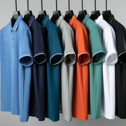 Soft Blank Polo Shirt with Buttoned Neckline - Image 14