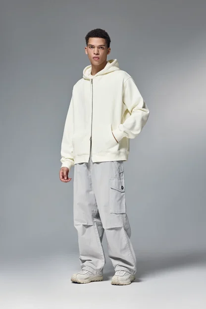 Hooded Plain Jacket with Zipper Front - Image 7