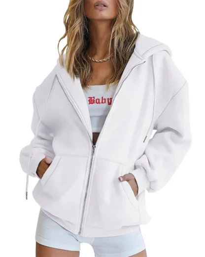 Zippered Hooded Jacket with Side Pockets - Image 8