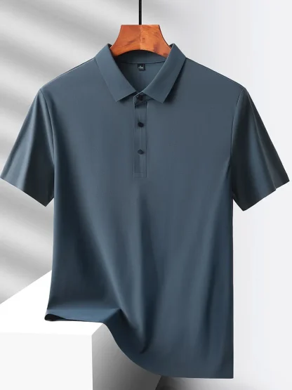 Quick-Dry Short Sleeve Plain Polo Shirt - Image 3