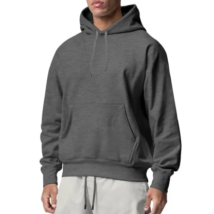Solid Color Hoodie Pullover with Pockets - Image 10