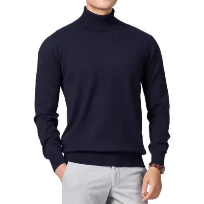 Knitted Turtleneck Solid Top with Long Sleeve - Image 2