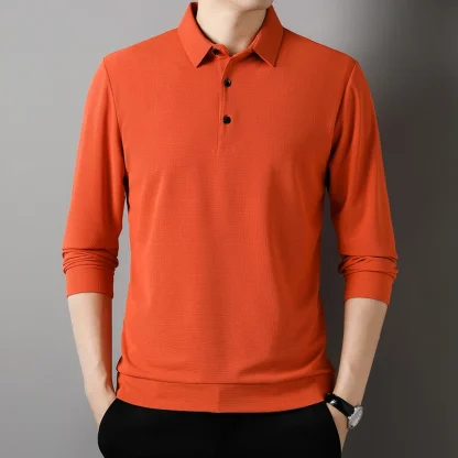 Waffle Solid Polo Shirt with Long Sleeve