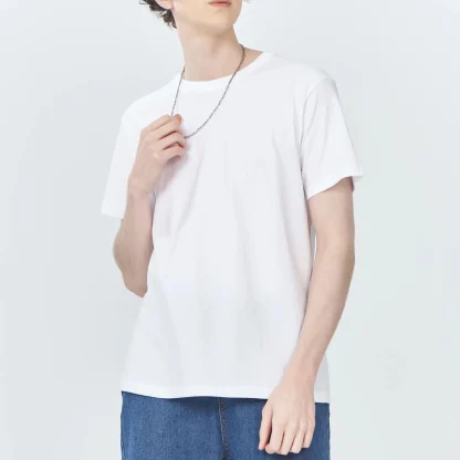 Short Sleeve Plain Shirt with Crewneck - Image 8