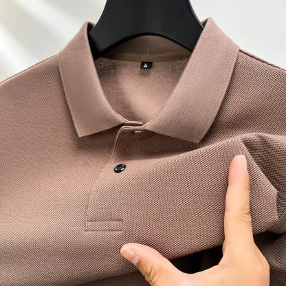 Sweat-Absorbent Polo Shirt with Button Neckline - Image 2