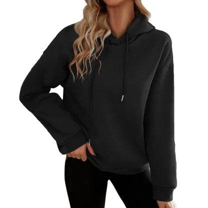 Black Long Sleeve Hoodie with Loose Fit
