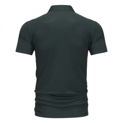 Plain Color Polo Shirt with Breathable Fabric - Image 12