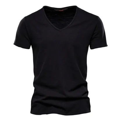 Blank V-neck T-shirt with Slim Fit Design - Image 8