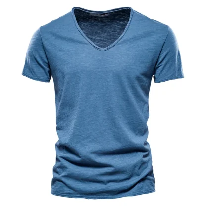 Blank V-neck T-shirt with Slim Fit Design - Image 7