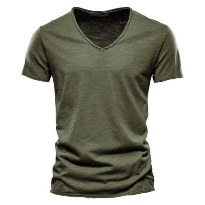 Blank V-neck T-shirt with Slim Fit Design - Image 6