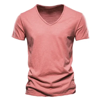 Blank V-neck T-shirt with Slim Fit Design - Image 5